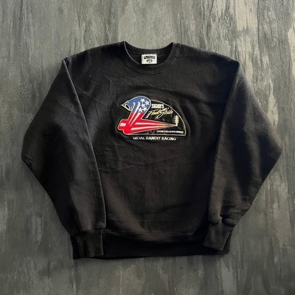 Vintage Skoal Bandit Racing Sweatshirt Mens XL Black 1990s Snakes Final Strike